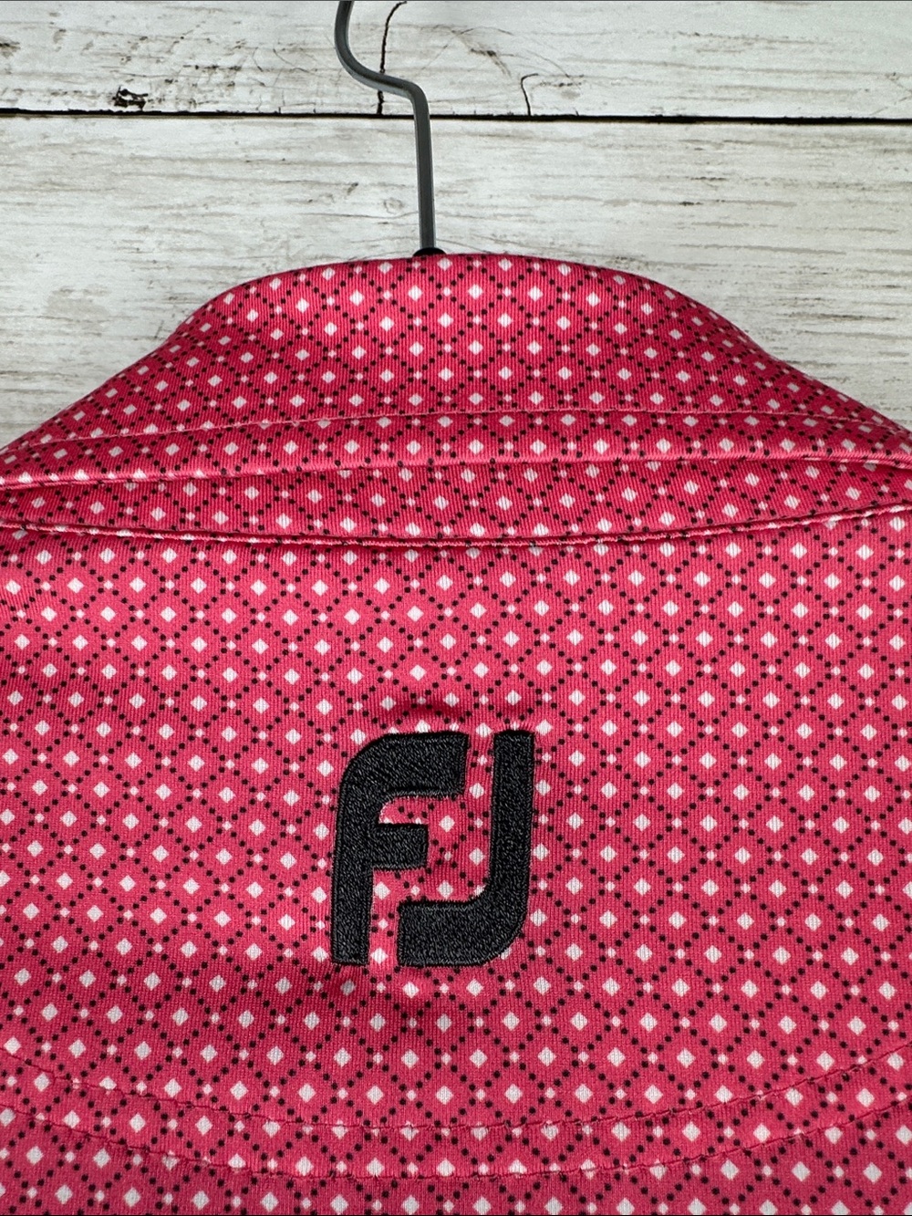 FootJoy FJ Mens Golf Polo Shirt Size M Pink Diamond Deco Print Pattern